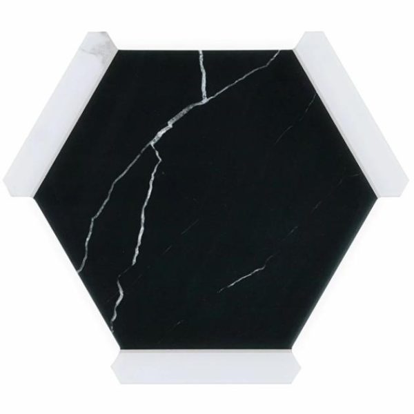 Bathroom | 1 sq. ft. Sagon Nero Black 9″ Hexagon Matte Porcelain Tile Nero Black Bathroom Bathroom