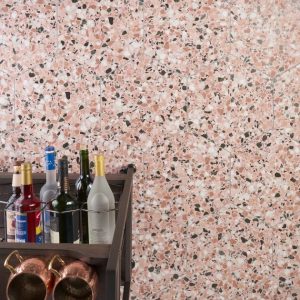 Bathroom | 1 sq. ft. Six Hexagon Earth Pink 12.5″ Terrazzo Look Matte Porcelain Tile Pink Earth Bathroom Bathroom