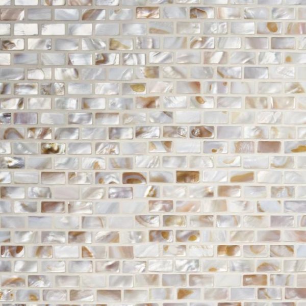 Bathroom | 1 sq. ft. South Seas Pearls 1/2×1 Mini Brick Pattern Polished Mosaic Tile Mini Brick Backsplash & Kitchen Backsplash & Kitchen