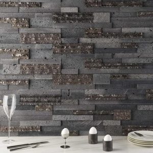 Bathroom | 1 sq. ft. StackStone 3D Steel Gray Marble Ledger Panel Mosaic Wall Tile Steel Gray 3D Bathroom Bathroom