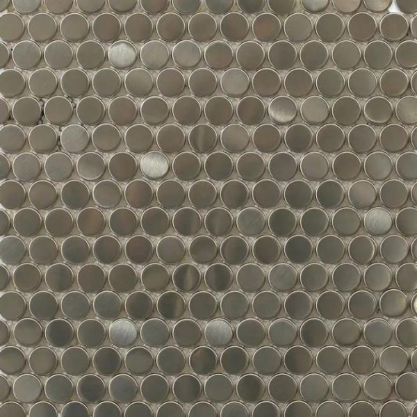 Bathroom | 1 sq. ft. Stainless Steel Metal 3/4″ Penny Round Tile Silver Bathroom Bathroom