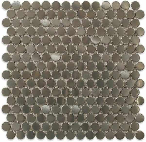 Bathroom | 1 sq. ft. Stainless Steel Metal 3/4″ Penny Round Tile Silver Bathroom Bathroom