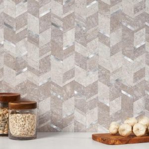 Bathroom | 1 sq. ft. Tether Silver Chevron Solid Core Peel & Stick Self Adhesive Mosaic Tile Silver Bathroom Bathroom