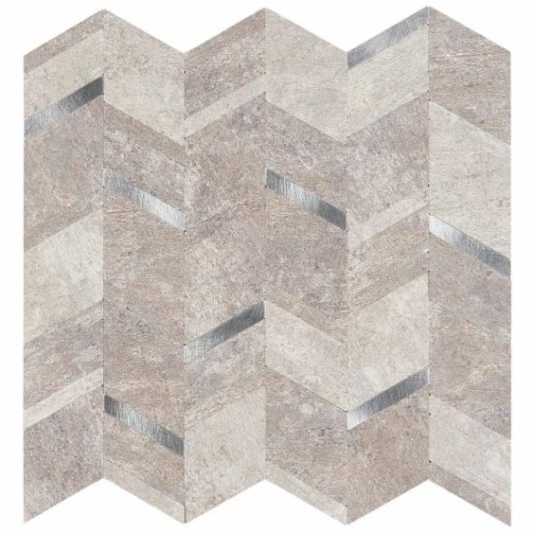 Bathroom | 1 sq. ft. Tether Silver Chevron Solid Core Peel & Stick Self Adhesive Mosaic Tile Silver Bathroom Bathroom