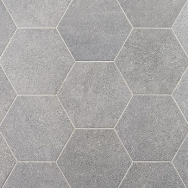 Bathroom | 1 sq. ft. Texstone Gris Gray 9″ Matte Porcelain Hexagon Tile Gris Bathroom Bathroom