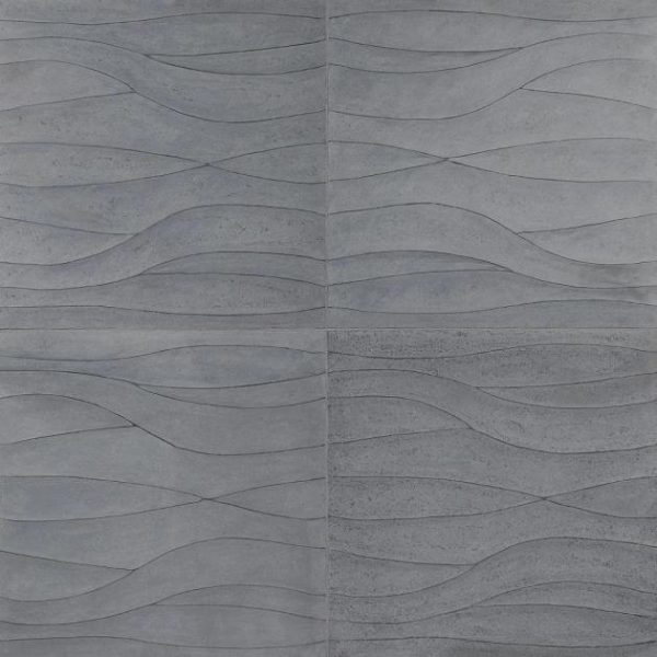 Bathroom | 1 sq. ft. Thalia Charcoal 18×18 3D Carved Wave Honed Limestone Tile Charcoal Wave Bathroom Bathroom