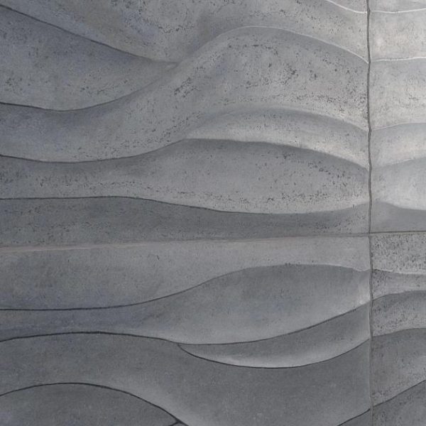 Bathroom | 1 sq. ft. Thalia Charcoal 18×18 3D Carved Wave Honed Limestone Tile Charcoal Wave Bathroom Bathroom