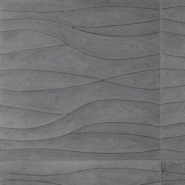 Bathroom | 1 sq. ft. Thalia Charcoal 18×18 3D Carved Wave Honed Limestone Tile Charcoal Wave Bathroom Bathroom