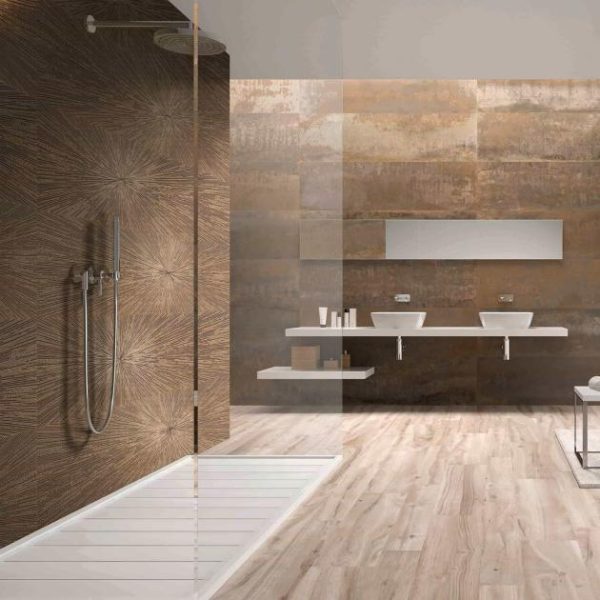 Bathroom | 1 sq. ft. Twilight Star Copper 12×48 Metal Look Porcelain Tile Star Copper Bathroom Bathroom