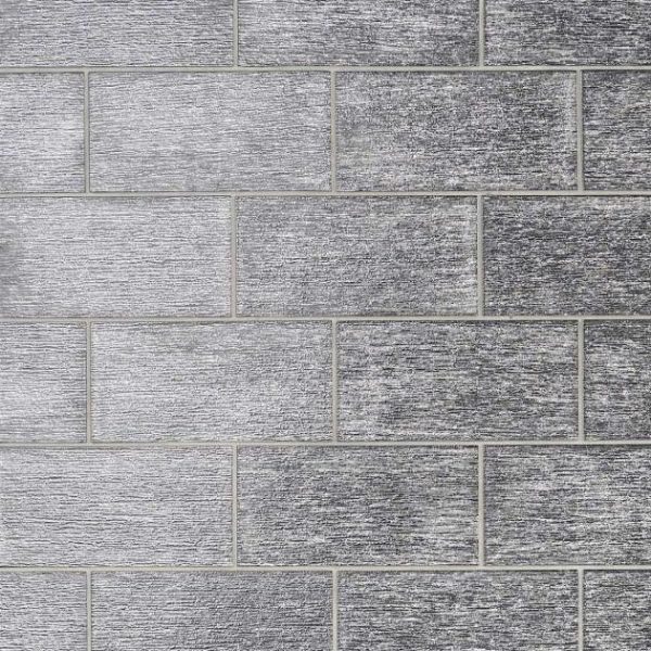 Bathroom | 1 sq. ft. Veda Black Silver 4×9 Polished Glass Tile Black Bathroom Bathroom