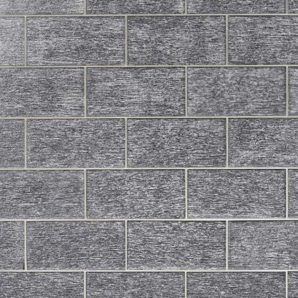 Bathroom | 1 sq. ft. Veda Black Silver 4×9 Polished Glass Tile Black Bathroom Bathroom