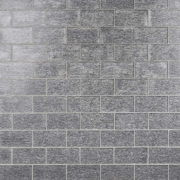 Bathroom | 1 sq. ft. Veda Black Silver 4×9 Polished Glass Tile Black Bathroom Bathroom