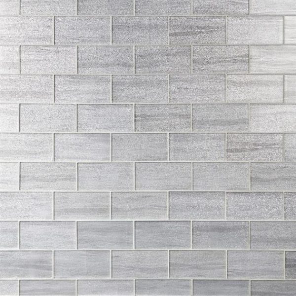 Bathroom | 1 sq. ft. Veda Silver 4×9 Polished Glass Tile Silver Bathroom Bathroom