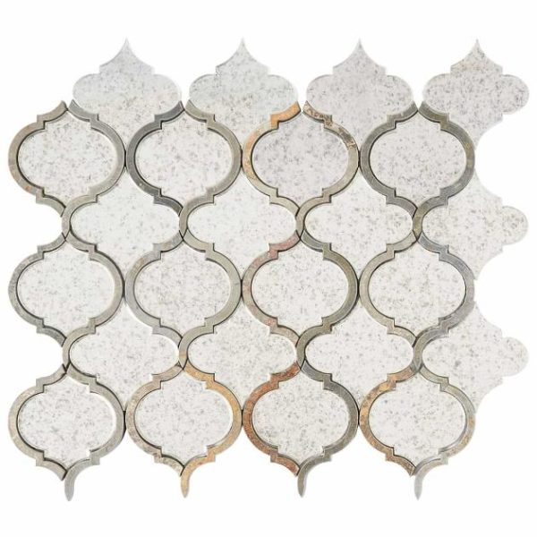 Bathroom | 1 sq. ft. Veranda Paris Gray Antique Mirror Mosaic Tile with Quartz Accents- Polished Paris Mirror & Quartz Accents Backsplash & Kitchen Backsplash & Kitchen