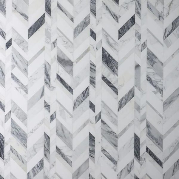 Calacatta | 1 sq. ft. Amari Grigio Polished Gray Marble and Aluminum Mosaic Tile Grigio Calacatta Calacatta