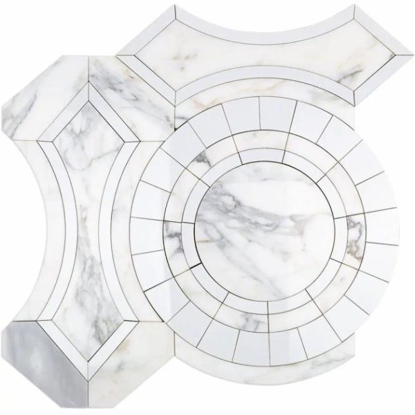 Calacatta | 1 sq. ft. Apogee Echo Star Marble Polished Mosaic Tile Echo Star Calacatta Calacatta