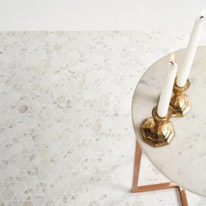 Calacatta | 1 sq. ft. Aspekt Calacatta Hexagon White Honed Marble Mosaic Tile Calacatta Hexagon Calacatta Calacatta