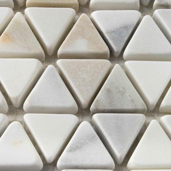 Calacatta | 1 sq. ft. Aspekt Calacatta Triangles White Honed Marble Mosaic Calacatta Triangle Calacatta Calacatta