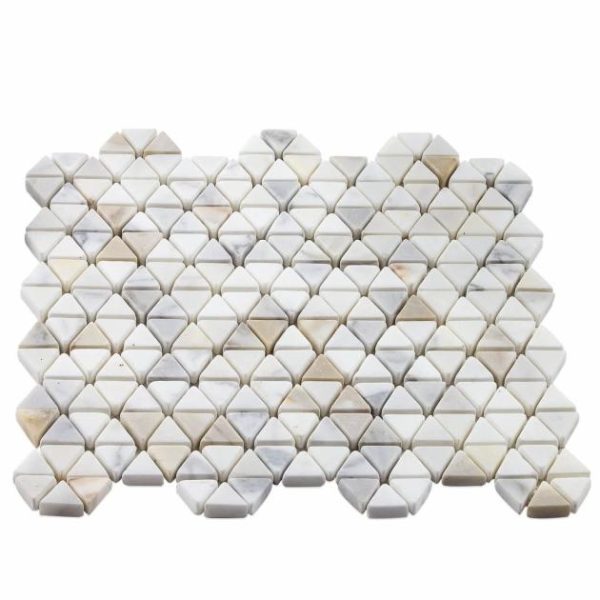 Calacatta | 1 sq. ft. Aspekt Calacatta Triangles White Honed Marble Mosaic Calacatta Triangle Calacatta Calacatta