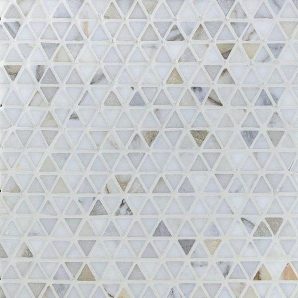 Calacatta | 1 sq. ft. Aspekt Calacatta Triangles White Honed Marble Mosaic Calacatta Triangle Calacatta Calacatta