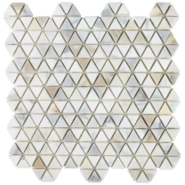 Calacatta | 1 sq. ft. Aspekt Calacatta Triangles White Honed Marble Mosaic Calacatta Triangle Calacatta Calacatta