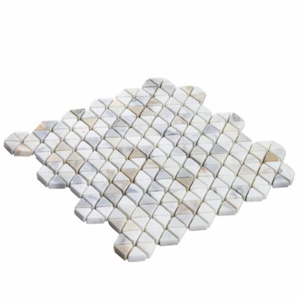 Calacatta | 1 sq. ft. Aspekt Calacatta Triangles White Honed Marble Mosaic Calacatta Triangle Calacatta Calacatta