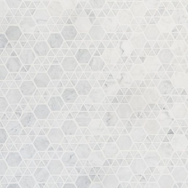 Calacatta | 1 sq. ft. Aspekt Carrara Hexagon White Marble Honed Mosaic Tile White Carrara Calacatta Calacatta