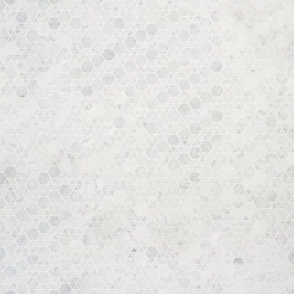 Calacatta | 1 sq. ft. Aspekt Carrara Hexagon White Marble Honed Mosaic Tile White Carrara Calacatta Calacatta