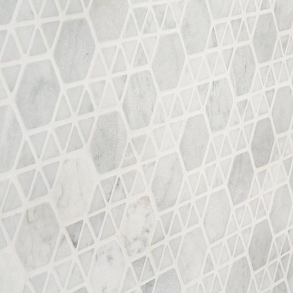 Calacatta | 1 sq. ft. Aspekt Carrara Hexagon White Marble Honed Mosaic Tile White Carrara Calacatta Calacatta