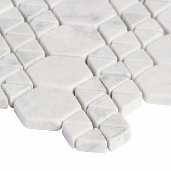 Calacatta | 1 sq. ft. Aspekt Carrara Hexagon White Marble Honed Mosaic Tile White Carrara Calacatta Calacatta