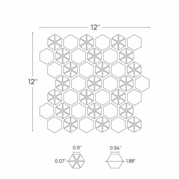 Calacatta | 1 sq. ft. Aspekt Carrara Hexagon White Marble Honed Mosaic Tile White Carrara Calacatta Calacatta