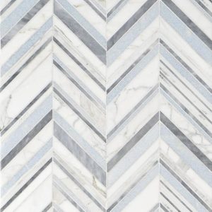 Calacatta | 1 sq. ft. Aya Blue Polished Marble Mosaic Tile Blue Calacatta Blue