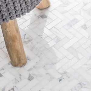 Calacatta | 1 sq. ft. Calacatta 1×3 Herringbone Marble Mosaic Tile Herringbone Calacatta Calacatta