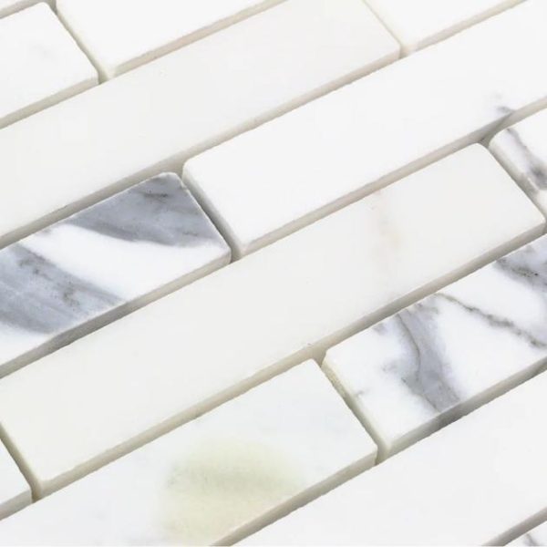 Calacatta | 1 sq. ft. Calacatta 1×4 Big Brick Polished Marble Mosaic Tile Big Brick Calacatta Big Brick