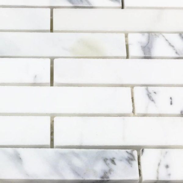 Calacatta | 1 sq. ft. Calacatta 1×4 Big Brick Polished Marble Mosaic Tile Big Brick Calacatta Big Brick