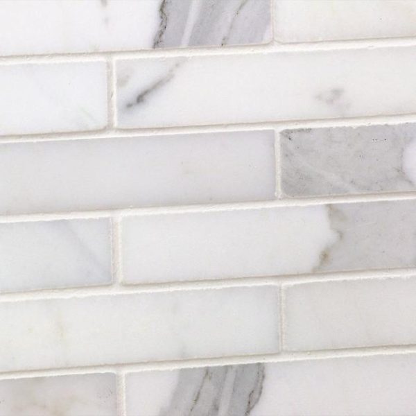 Calacatta | 1 sq. ft. Calacatta 1×4 Big Brick Polished Marble Mosaic Tile Big Brick Calacatta Big Brick