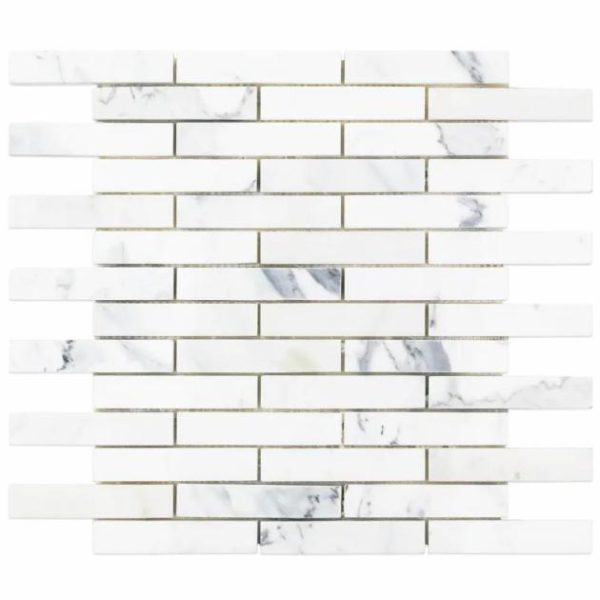 Calacatta | 1 sq. ft. Calacatta 1×4 Big Brick Polished Marble Mosaic Tile Big Brick Calacatta Big Brick