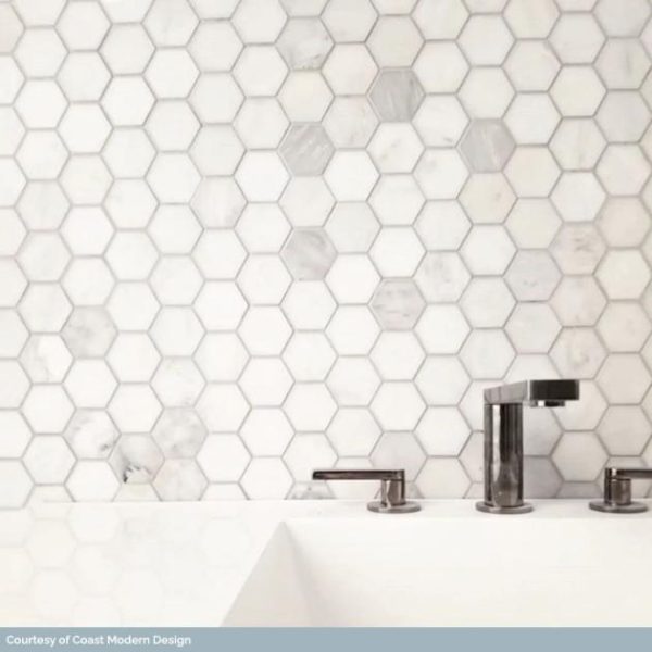 Calacatta | 1 sq. ft. Calacatta 2″ Hexagon Polished Marble Mosaic Tile Hexagon Calacatta Calacatta