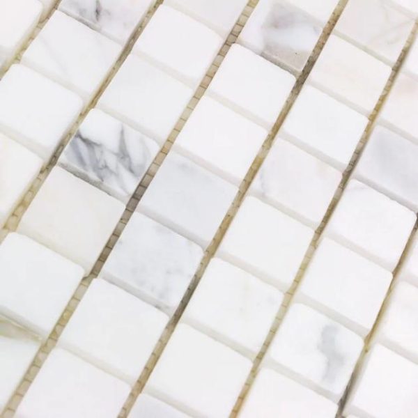 Calacatta | 1 sq. ft. Calacatta 3/4×3/4 Squares Polished Marble Mosaic Tile Small Squares Calacatta Calacatta