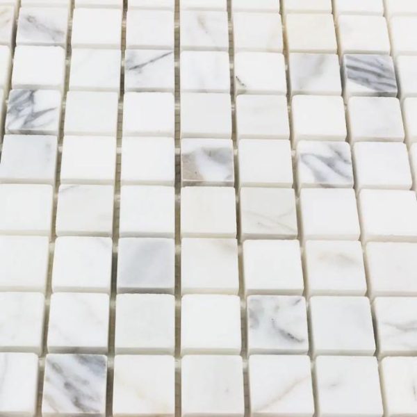 Calacatta | 1 sq. ft. Calacatta 3/4×3/4 Squares Polished Marble Mosaic Tile Small Squares Calacatta Calacatta