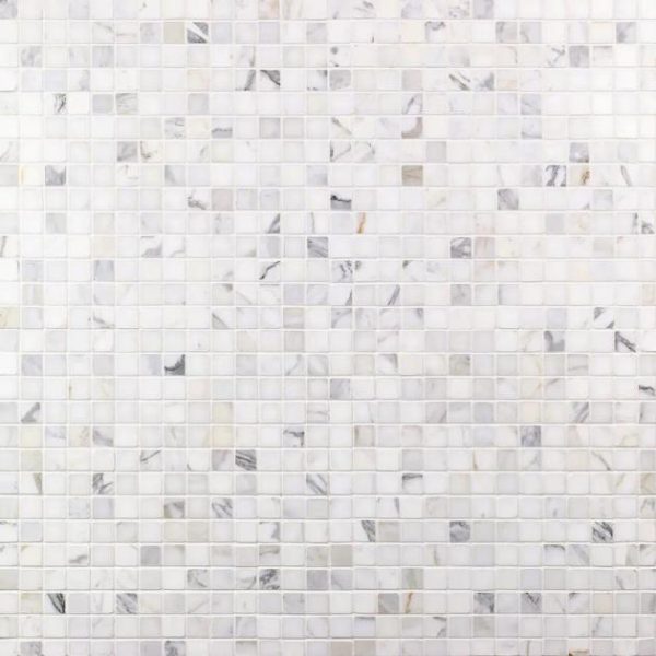 Calacatta | 1 sq. ft. Calacatta 3/4×3/4 Squares Polished Marble Mosaic Tile Small Squares Calacatta Calacatta