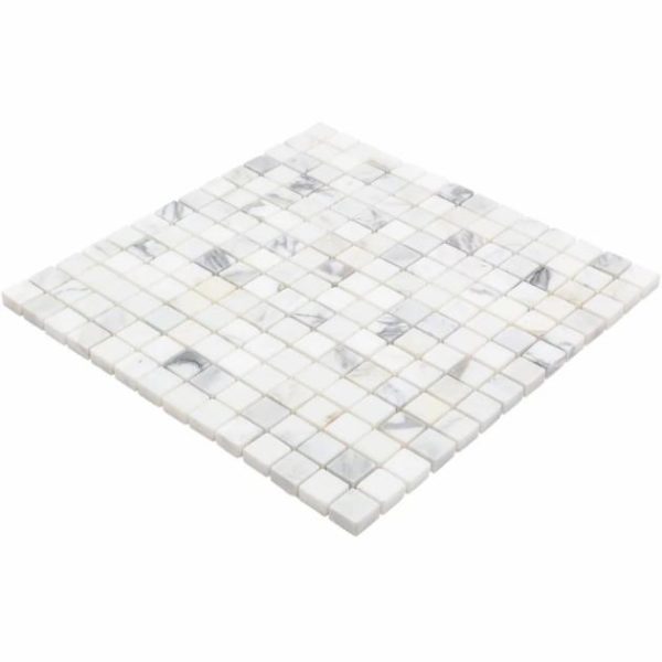 Calacatta | 1 sq. ft. Calacatta 3/4×3/4 Squares Polished Marble Mosaic Tile Small Squares Calacatta Calacatta