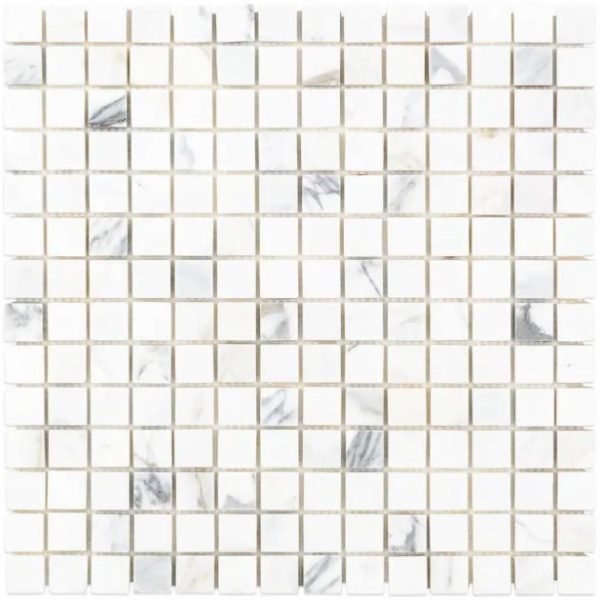 Calacatta | 1 sq. ft. Calacatta 3/4×3/4 Squares Polished Marble Mosaic Tile Small Squares Calacatta Calacatta