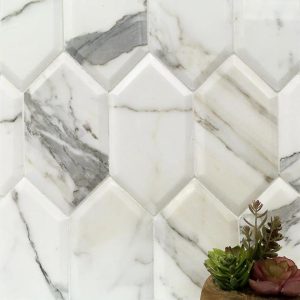 Calacatta | 1 sq. ft. Calacatta 8×4 Beveled Hexagon Polished Marble Tile 8X4 Calacatta 8X4