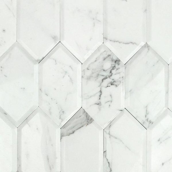 Calacatta | 1 sq. ft. Calacatta 8×4 Beveled Hexagon Polished Marble Tile 8X4 Calacatta 8X4