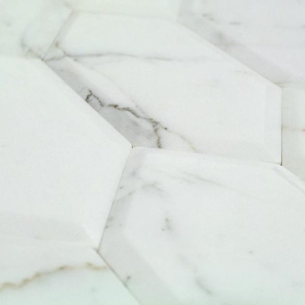 Calacatta | 1 sq. ft. Calacatta 8×4 Beveled Hexagon Polished Marble Tile 8X4 Calacatta 8X4