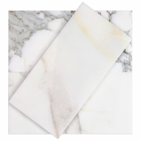 Calacatta | 1 sq. ft. Calacatta Gold White 6×12 Polished Marble Subway Tile Calacatta Calacatta