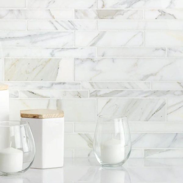 Calacatta | 1 sq. ft. Calacatta Tuscany Polished Marble Mosaic Tile Tuscany Calacatta Calacatta