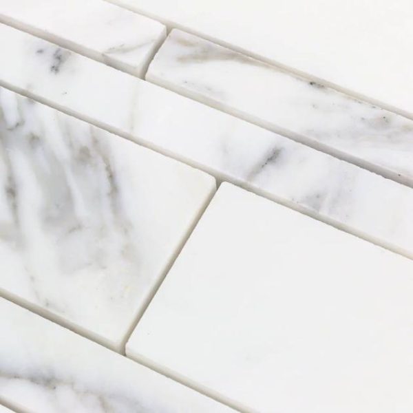 Calacatta | 1 sq. ft. Calacatta Tuscany Polished Marble Mosaic Tile Tuscany Calacatta Calacatta