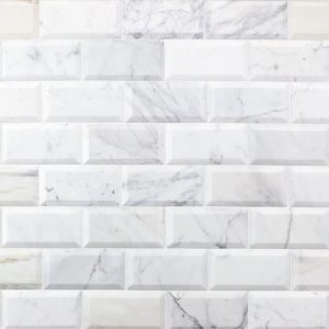 Calacatta | 1 sq. ft. Calacatta White 3×6 Beveled Polished Marble Subway Tile 3X6 Calacatta 3X6